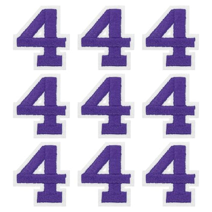 MECCANIXITY Iron on Number Patches 2" Number 4 Iron on Embroidered Patch Sew on Letter Stickers Applique for Repairing Clothing Jeans Shoes Hats DIY(Purple, Pack of 9) - style: Number 4