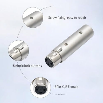 2-Pack XLR-F to XLR-M Adapter, 3 Pin Female to 5 Pin Male DMX Gender Changer, Microphone Adapter with Secure Locking for DMX& Pro Audio - color: 3Pin F to 5Pin M