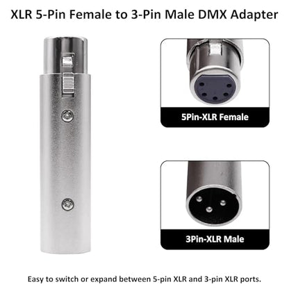 XLR 3 Pin Male to 5 Pin Female DMX Adapter Connector Audio Signal Converter for Microphone Stage Light -2 Pack (XLR 3 Pin Male to 5 Pin Female) - style: XLR 3 Pin Male to 5 Pin Female