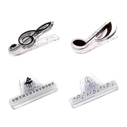 4 Pack Music Sheet Holder Clip, Non-Slip & Adjustable Page Clip for Piano Keyboard, Guitar, Stands - Portable Accessory for Musicians & Practice