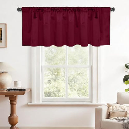 Yakamok Wine Red Room Darkening Velvet Curtains 52x18 Inch Living Room | Luxury soft velvet, 1 panel , for bedroom small windows, window drapes rod pocket,light blocking,Thermal Insulated - color: Wine Red, size: 52"W x 18"L (Pack of 1)
