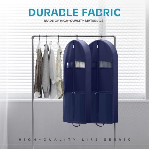 Lazebox 43" Travel Garment Bag with Accessories Zipper Pocket, Heavy Duty Suit Bag for Suits, Tuxedos, Dresses, Coats, Blue, 1 pack - size: 43inch-1 pack-Blue