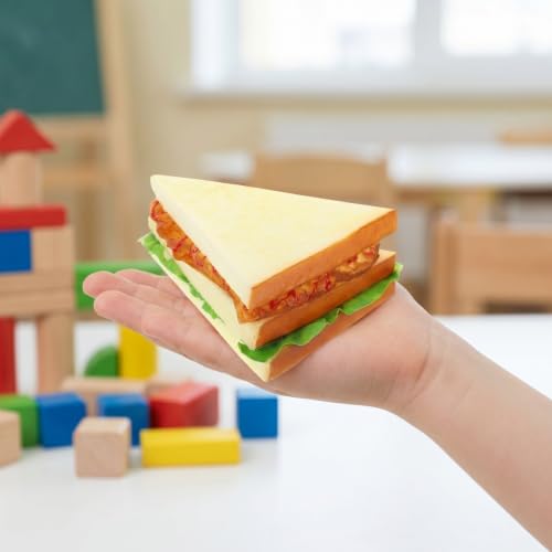 NOLITOY 6 Pcs Artificial Sandwiches Pu Food Model 5.51 X 4.52 X 6.49 in Fake Sandwich Props for Kitchen Display Photo Prop Party Decoration Classroom Teaching