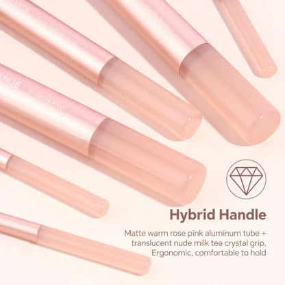MAANGE 13 Pcs Makeup Brush Set, Premium Synthetic Makeup Brushes Kit for Foundation, Powder, Blush, Contour & Eyeshadow Makeup Tools with Beauty Sponge (Titanium Gold) - color: Titanium Gold