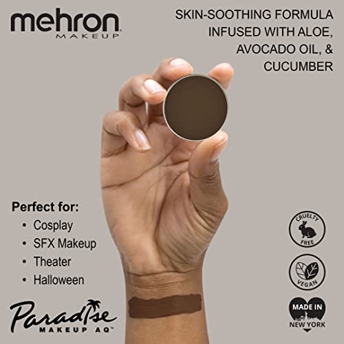 Mehron Makeup Paradise AQ - DARK BROWN, Water-Activated Face & Body Paint - color: Dark Brown, size: 0.25 Ounce