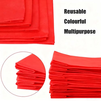 Jexine 72 Pcs Non Woven Tote Bags Bulk, Reusable Large Gift Bags with Handles, Grocery Bag for Party Favors, 14 x 10 Inch - color: Red