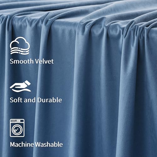 FMFUNCTEX Velvet Blackout Curtains Blue Thermal Insulated Curtains for Bedroom Living Room Darkening Curtains 72 Inches Long Soft Luxury Heavy Rod Pocket Slate Blue Drapes Dining Room 2 Panels Set - color: Slate Blue, size: 52"W x 72"L (Pack of 2)