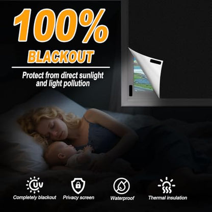 Blackout Curtains for Bedroom, Portable Blackout Window Cover Black Out Shades Blinds No Drill Cuttable Black Out Curtains, for Sloped Roof Windows, Children's Room, Bedroom, Media Room, 39x57 Inch - size: 39"W x 57"H