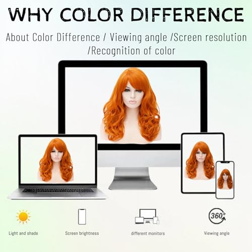Cying Lin 18" Long Curly Orange Beehive Wig Bangs Heat Resistance Fiber Synthetic Hair Party Natrual Wigs Peluca (ORANGE) - color: ORANGE