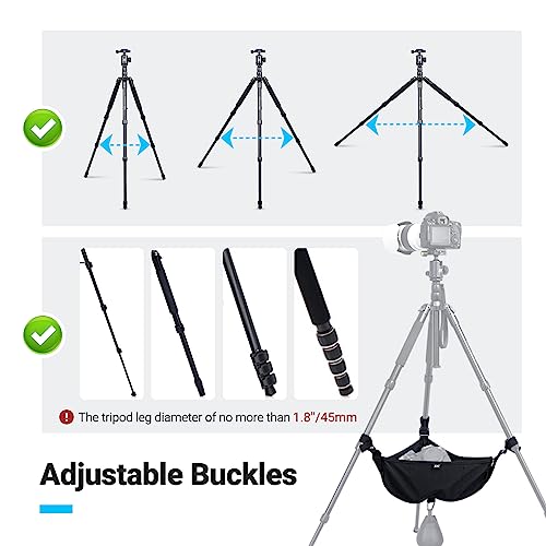 JJC Tripod Weights Stone Bag, Heavy Duty Weighted Sand Bags for Tripod Easel Light Stand Photography Astrophotography Paintings, Tripods Rock Bag with Adjustable Buckles & 9 Extra Pockets