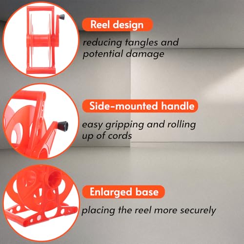 Homeon Wheels Cord Storage Reel with Handle Driven Easy to Use,Holds up to 135 feet - style: Red Cord reel