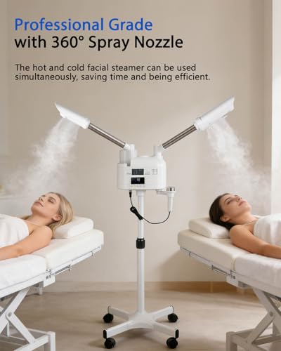 Artist hand Professional Facial Steamer with 5X LED Magnifying Lamp 4 in 1 | Hot and Cold Facial Steamer, Esthetician Steamer for Facial Fast Heating, Skin Care Machine for Beauty Salon Spa Home Use - size: White Hot/Cold & Magnifying Lamp 4-IN-1
