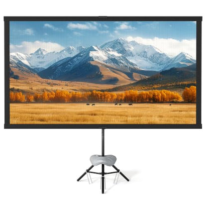 Portable Projector Screen with Tripod Stand, 100in Projection Screen Outdoor for Backyard, Camping, Washable Cloth Projector Screen with Water Weight Bag, Indoor Movie Screen, 16:9 - size: 100inch