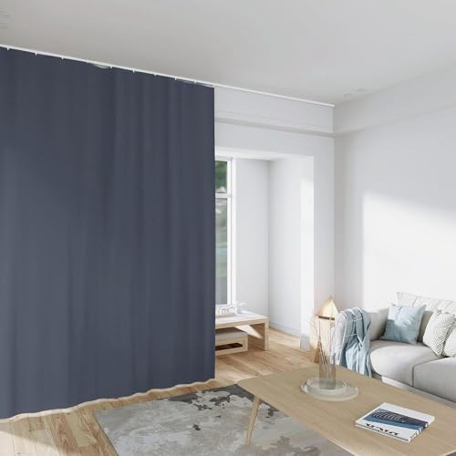 MaKefeile Room Divider Curtains Total Blackout Privacy Curtain Panel Room Thermal Insulated Noise Reduction Curtains for Bedroom Window Living Room Ceiling Track Curtain W 8.3 ft × H 9 ft Dark-Grey - color: Dark-grey, size: 100"W x 108"L (Pack of 1)