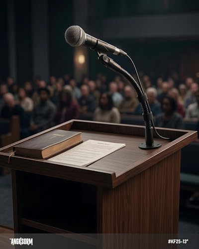 KF25 13-Inch Heavy-Duty Gooseneck Mic Stand with Flange Mount for Podium | Microphone holder for compact lecterns and desks, up to 3.2 lb, with mic clip, 5/8-to-3/8 adapter, and 10 cable ties - size: 13-INCHS