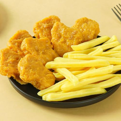Toyvian Artificial Fried Chicken Model and French Fries Model 10-Piece Fake Food Set for Doll House Kitchen Display Food Decor Photobooth Props Market Showcase Small Lightweight