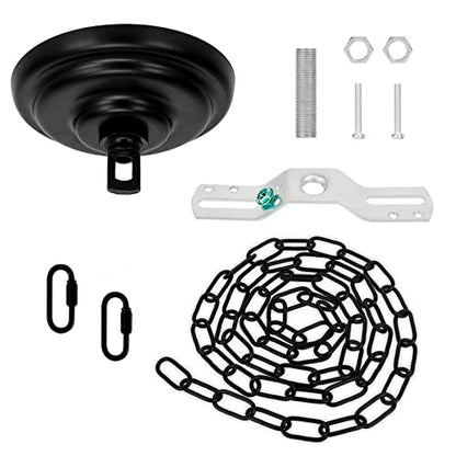 Heavy Duty Light Fixture Canopy Kit 5.3 Inches Diameter & 5.9 Feet Chain Ceiling Mounting Hardware for Pendant Light, Chandelier or Swag Light Fixtures, Matte Black - color: Black