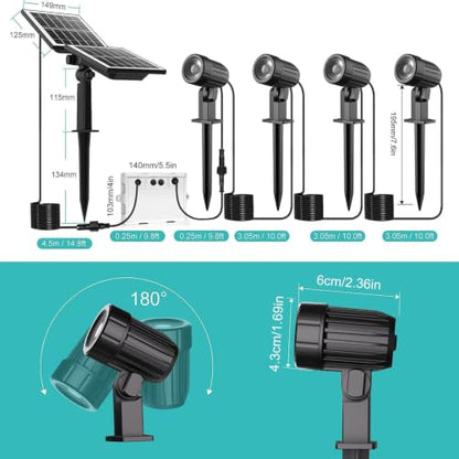 CLY 4 in 1 Solar Landscape Spotlights Outdoor 2700-6500K Dusk to Dawn - color: Warm White/Natural White/Cold White, size: 4-IN-1