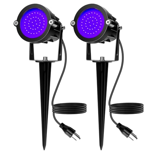 Elenora Halloween Spotlights Outdoor, 15W LED Black Light/Blacklight for Glow Party Body Paint Fluorescent Poster, 110V Plug-in Spot Light IP65 Waterproof Landscape Lighting for Yard Garden, 2 Pack - color: 2 Pack
