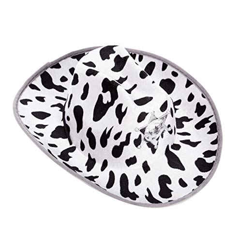 Spooktacular Creations 2 Pcs Adult Kids Felt Cow Print Cowboy Hat, Halloween Costume Accessory for Boys Girls, Cowgirl Hat for Women Wild West Themed Parties
