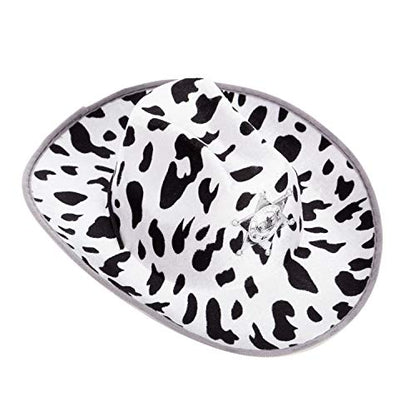 Spooktacular Creations 2 Pcs Adult Kids Felt Cow Print Cowboy Hat, Halloween Costume Accessory for Boys Girls, Cowgirl Hat for Women Wild West Themed Parties