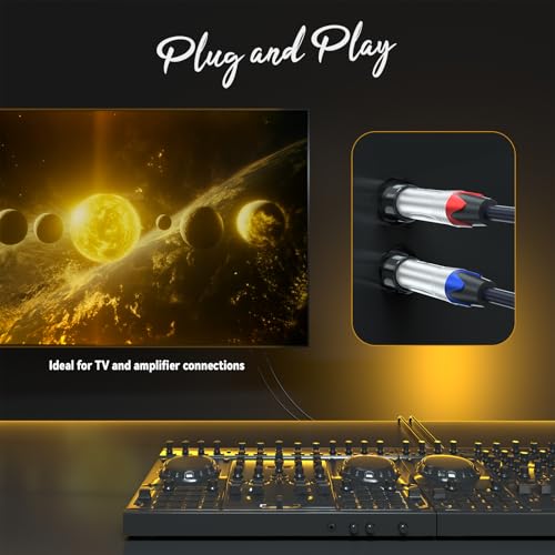 Tisino RCA to 1/4" Cable,Dual RCA to Dual 1/4" TS HiFi Audio Cable, 10 FT | 2 RCA to 2 1/4" TS Male Patch Cord for Mixer, Speaker, Amp, Gold-Plated Shielded HiFi Stereo Audio Interconnect Cable - size: 10 feet