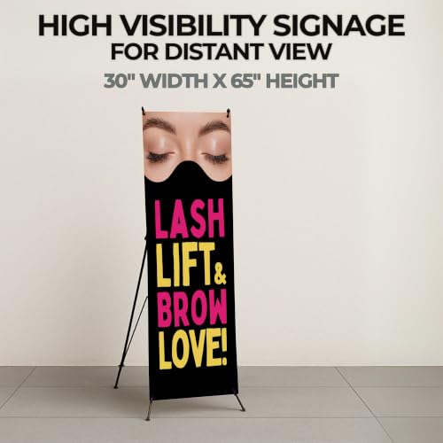 DreamController Lashes & Brows X-Stand Banner by DC | 30"x65" Tripod Display | Lash Lift Brow Love Vertical Banner for Trade Shows & Events | Made in USA | (Stand Not Included) - color: Lash Lift Brow Love, size: X Banner - 30x65"