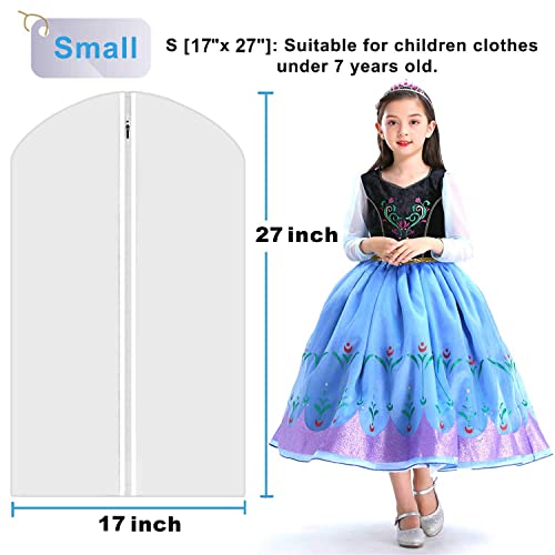M MOACC Kids Garment Bags Little Girl Dress Bag Clear for Costume with Zipper Set of 5,Small - color: 5pcs-Size-Small 16"x 26"