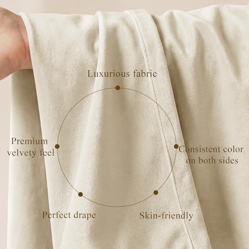 StangH Beige Velvet Soundproof Light Dimming Curtains, W42 x L84, 2 Panels - color: Beige Series - Beige, size: 42"W x 84"L (Pack of 2)