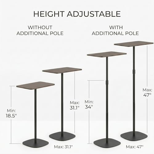Japard Small Standing Desk 18-47 Inch, Adjustable Height Portable Laptop Stand, Mini Floor Table, Natural Wood Black Brown - color: Brown X Black