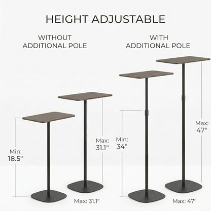 Japard Small Standing Desk 18-47 Inch, Adjustable Height Portable Laptop Stand, Mini Floor Table, Natural Wood Black Brown - color: Brown X Black