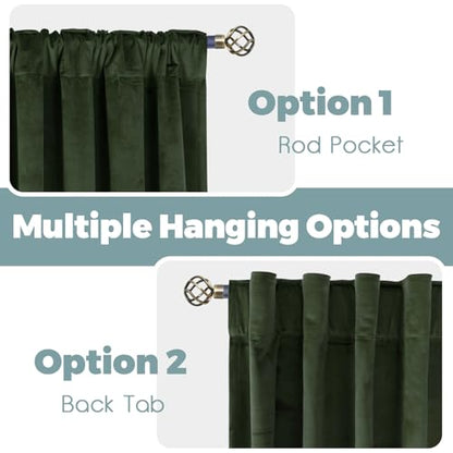BGment Velvet Curtains for Living Room, Olive Green Blackout Curtains - color: Olive Green, size: 42"W x 84"L (Pack of 2)