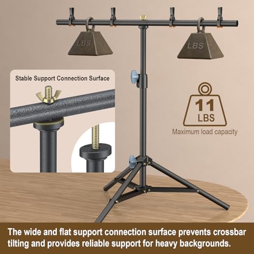 LINCO Lincostore Small Backdrop Stand 2.2x2.6ft T-Shape Portable Table Top Backdrop Stand with Carrying Bag, 4 Spring Clamps for Photography Mini Backdrop