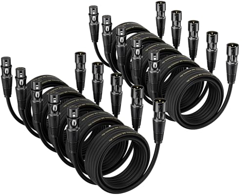 XLR Cables 6 Ft 10 Packs - Male to Female Microphone Cable Mic Cable - size: 6 Feet-10 Pack