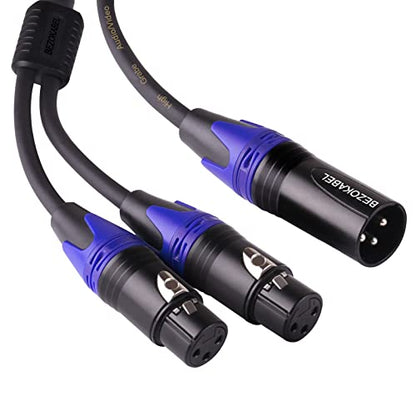 XLR Splitter, Balanced XLR Y Splitter Cable Male to 2 Female 1ft | Balanced Audio Splitter for Microphone, Oxygen-Free Copper, PVC Jacket - size: 1ft, style: Male to 2 Female XLR