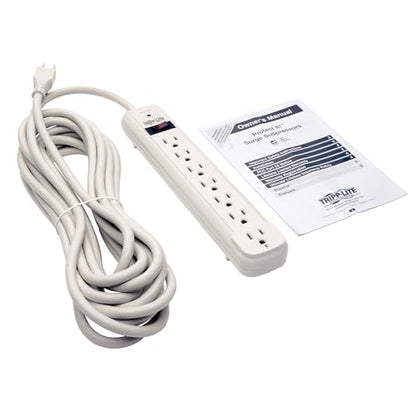 Tripp Lite 7 Outlet Surge Protector Power Strip, Extra Long Cord 25 ft., 1080 Joules, Lifetime Limited Warranty & $25K Insurance (TLP725) Light Gray - style: 25ft Cord