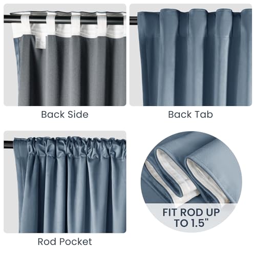Velvet Curtains 84 Inches Long, Thermal Insulated Blue Blackout Curtains for Living Room Bedroom Curtain Set Rod Pocket Back Tab Room Darkening Drapes, 2 Panel Blue - color: 07-blue (Velvet ), size: 52"W x 84"L (Pack of 2)