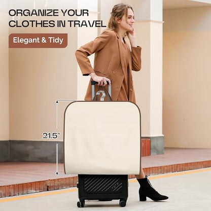 MISSLO 43" Hanging Garment Bags for Travel for Women Heavy Duty Mens Suit Bag Travel Foldable Suit Cover Bags for Closet Storage for Coats, Jackets, Shirts, Clothes, Beige - size: 43