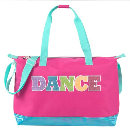 Garment Dance Shoulder Bags for Girls, Teen Dancers, Costumes, Boys | Holographic Glitter Dance Bag for Kids - color: Dance Pink & Blue