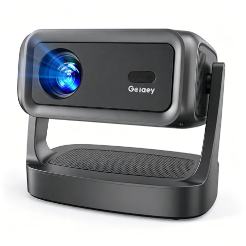 [High ANSI/ 330°Stand/NetfIix Included] 4K-Projector with WiFi and Bluetooth, Goiaey GO2 Mini Outdoor Projector with Auto Focus, DoIby, Zoom, Portable Projector for Bedroom/Home/Celling - color: Grey, size: Small