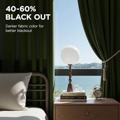 Joydeco Pinch Pleated Velvet Curtains 96 Inch Long 2 Panel Set Green Curtains for Bedroom Living Room, Thermal Insulated Back Tab Blackout Luxury Drapes with Adjustable Hooks (40”W x96”L,Olive Green) - color: Olive Green, size: 40"W x 96"L (Pack of 2)
