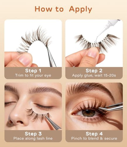 DYSILK Naked Brown Strip Lashes - 8-16mm Wispy Spiky Manga Brown-02 - color: 5 Pairs- Brown-02