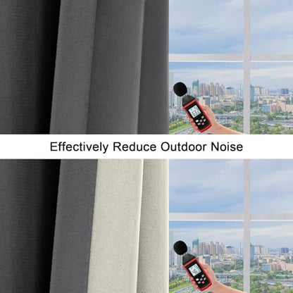 100% Full Blackout Velvet Curtains with Liner 52x108 Long Dark Gray - color: Dark Gray, size: 52"W x 108"L (Pack of 2)