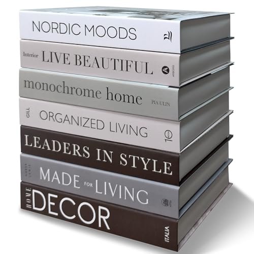 Decorative Books for Home Decor - 7 Pcs Fake Books for Decoration, Faux Stack for Bookshelf, Coffee Table, Designer Decor Set - color: Beige-7pcs