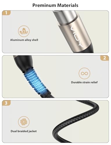 VIOY XLR Y Splitter Cable 6.6FT, 3Pin Balanced 1 Female to 2 Male Mic Cord | 3-pin shielding XLR splitter, self-locking XLR plug, aluminum shell, nylon braided cord for studio recording and podcast use - size: 6.6FT