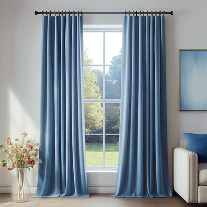 FMFUNCTEX Velvet Blackout Curtains Blue Thermal Insulated Curtains for Bedroom Living Room Darkening Curtains 72 Inches Long Soft Luxury Heavy Rod Pocket Slate Blue Drapes Dining Room 2 Panels Set - color: Slate Blue, size: 52"W x 72"L (Pack of 2)