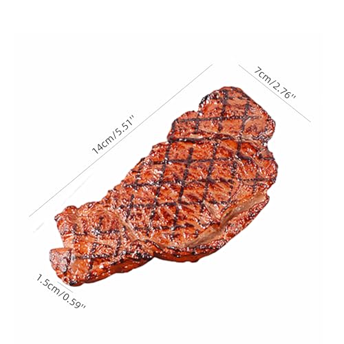 2Pcs Simulated Food Steak Artificial Lifelike Steak Fake Cooked Roast Beef Meat Model for Home Kitchen Cabinet Desk Shops Party Decor Sample Display Photography Props (Pack of 2) - size: free size (Pack of 2)