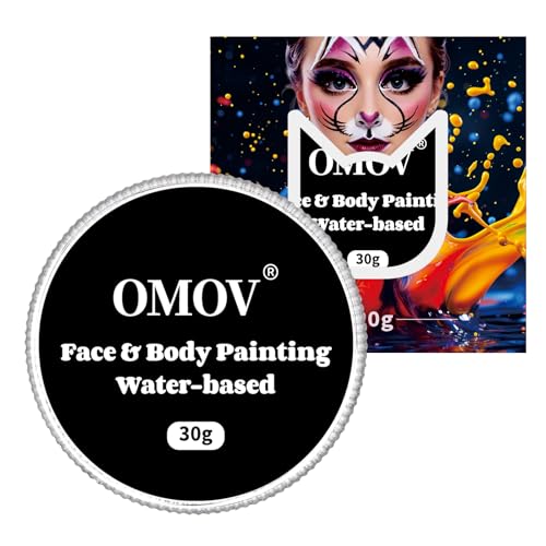 Black Face Paint 30g (1oz) Non-Toxic,Water Activated Face Painting Kit for Kids Adults,SFX Makeup Facepaint Palette for Halloween vampire,Cosplay,Theater Party,Clown Joker Special Effects Costume - color: Black-30g