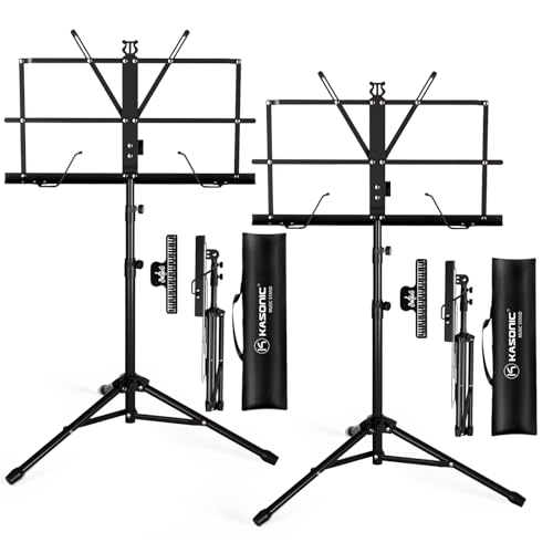 K KASONIC Music Stand, 2 in 1 Folding Sheet Music & Book Stand With Bag - color: 2 Pack Black