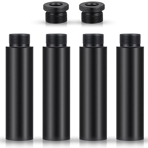 Weewooday 4 Pcs Mic Stand Extension Tube, 5/8 Inch, Black | Microphone Extension Pipe, Aluminium Alloy Stand Extenders Screw Boom Tubes, with 2 Metal Adapters - color: Black